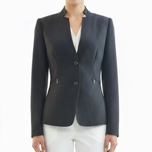 Tahari Arthur S Levine black pinstripe suit jacket black blazer Women’s size 2
